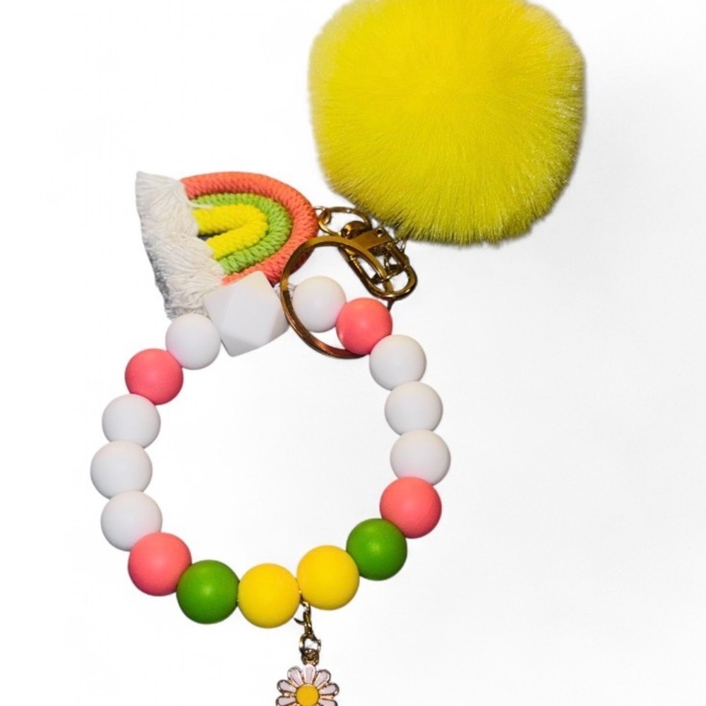 Citrus Rainbow Womens Silicone Beaded Keychain - Picture 6 of 7